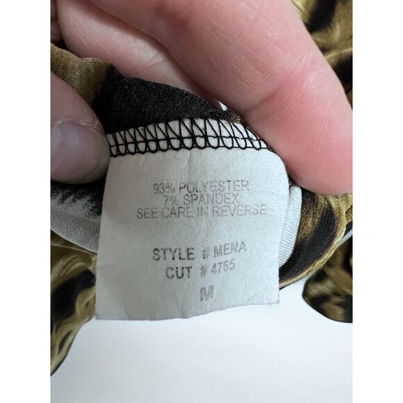 VTG 90s Top Womens Leopard Print Animal Cheetah Medium V-neck 70s Style Collar - Picture 11 of 15